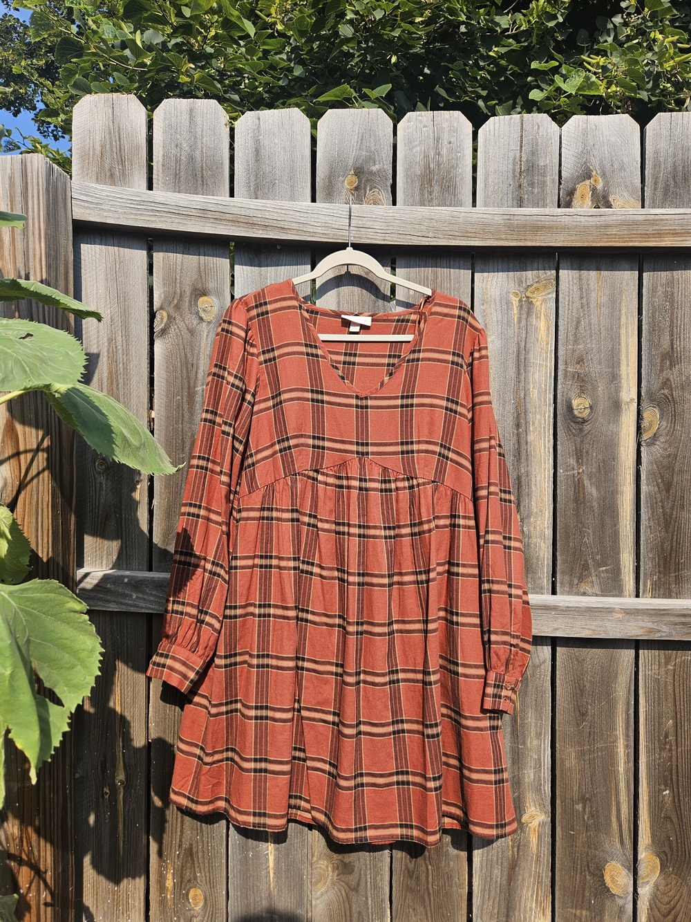 Knox Rose Cotton Plaid Dress Medium Pockets Pleated Flowy Academic Cottagecore